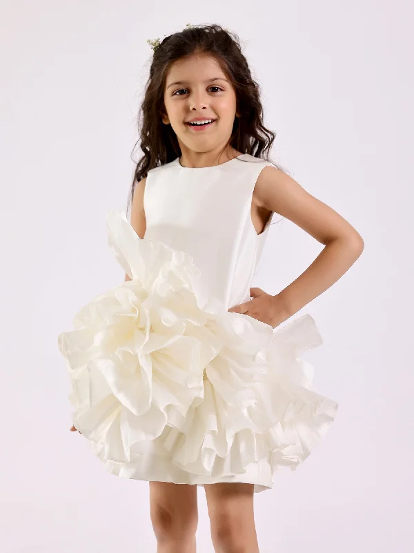 JANYAS CLOSET WHITE RUFFLED TAFETTA DREAM DRESS