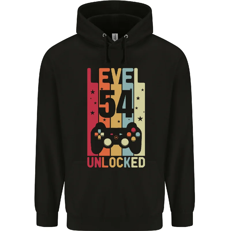 54th Birthday 54 Year Old Level Up Gaming Mens 80% Cotton Hoodie