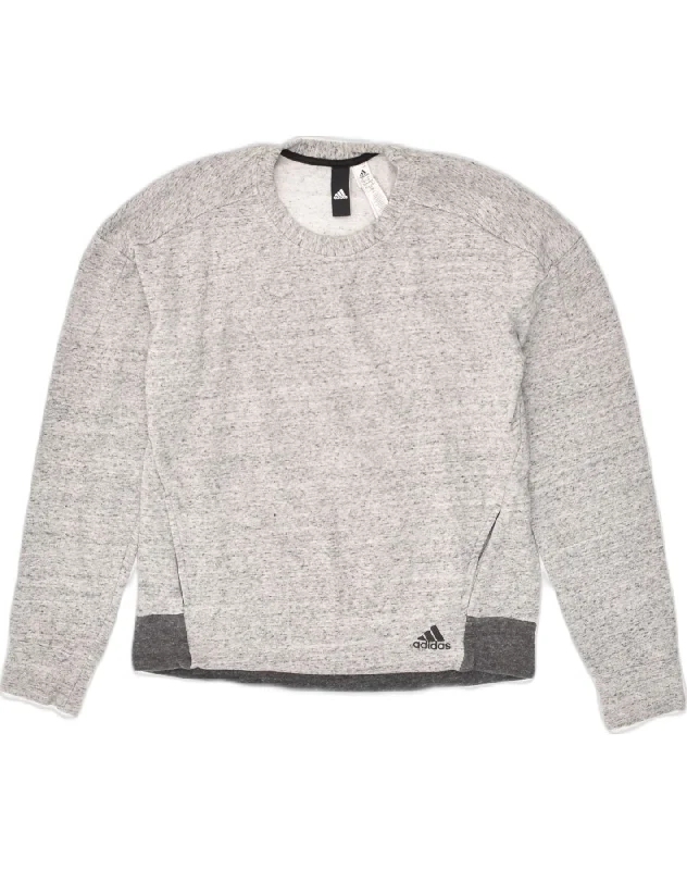 ADIDAS Womens Sweatshirt Jumper UK 12 /14 Medium Grey Colourblock Cotton