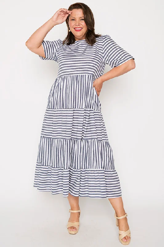 Alani Navy Stripe Dress