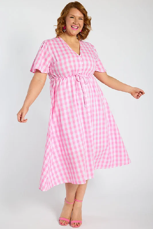 Marley Gingham Pink Dress