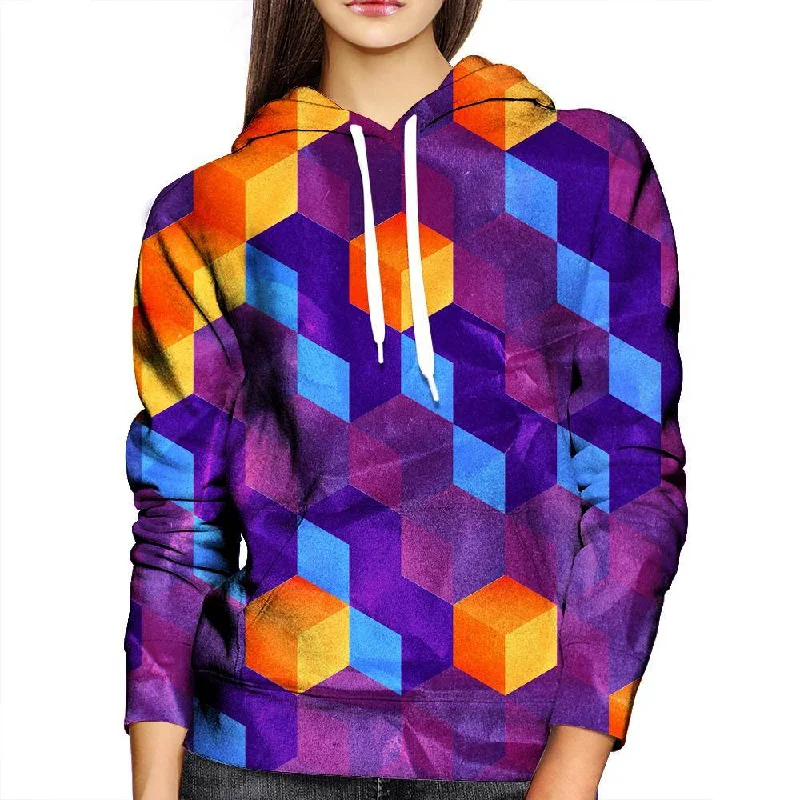 Cubed Purple Womens Hoodie