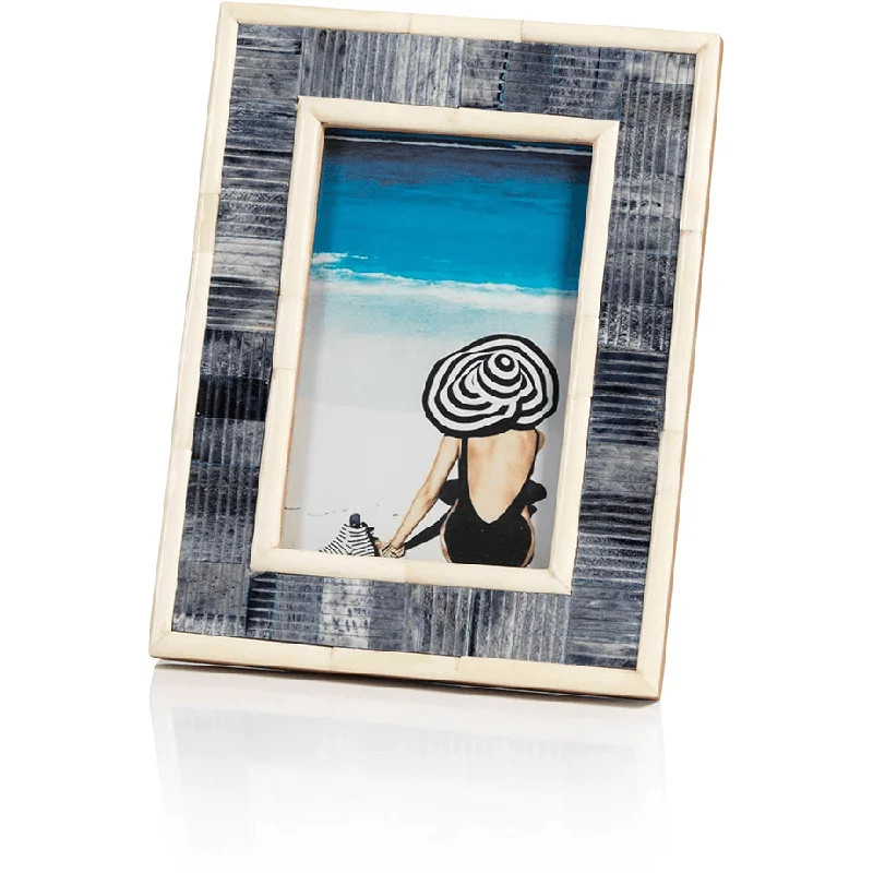 Mendocino Blue Carved Bone Photo Frame- 4" x 6"