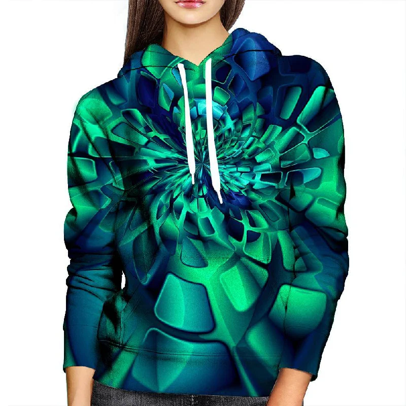 Green Fractal Womens Hoodie