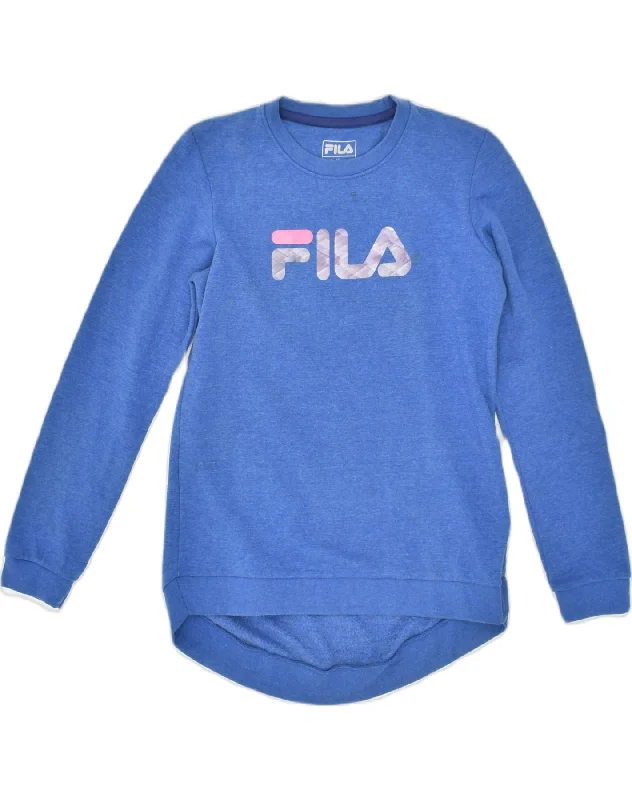 FILA Womens Graphic Sweatshirt Jumper UK 18 XL Blue Cotton