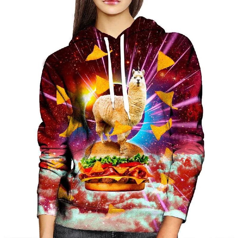 Llama Burger Womens Hoodie