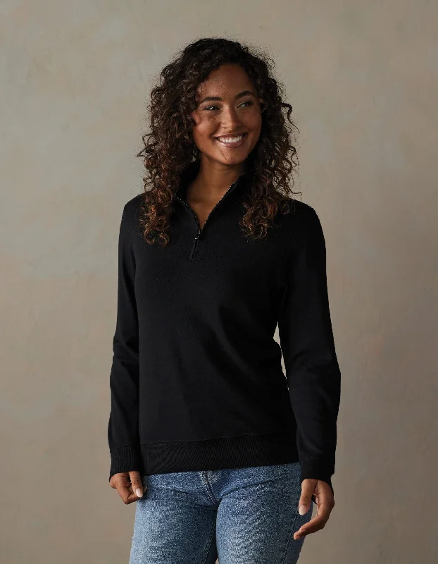 Puremeso Weekend Companion Quarter Zip in Black