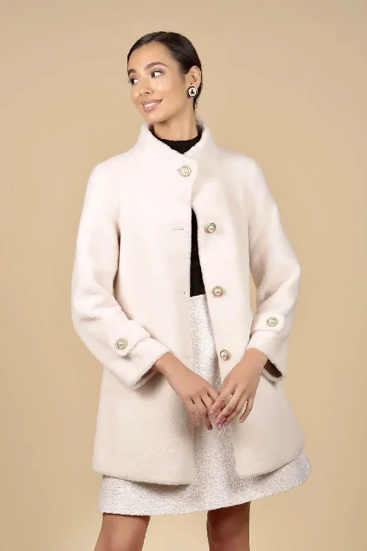 'Eve' Wool Coat in Bianco