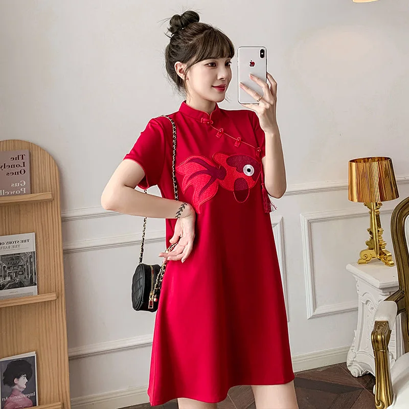 Plus Size Goldfish Cheongsam Dress