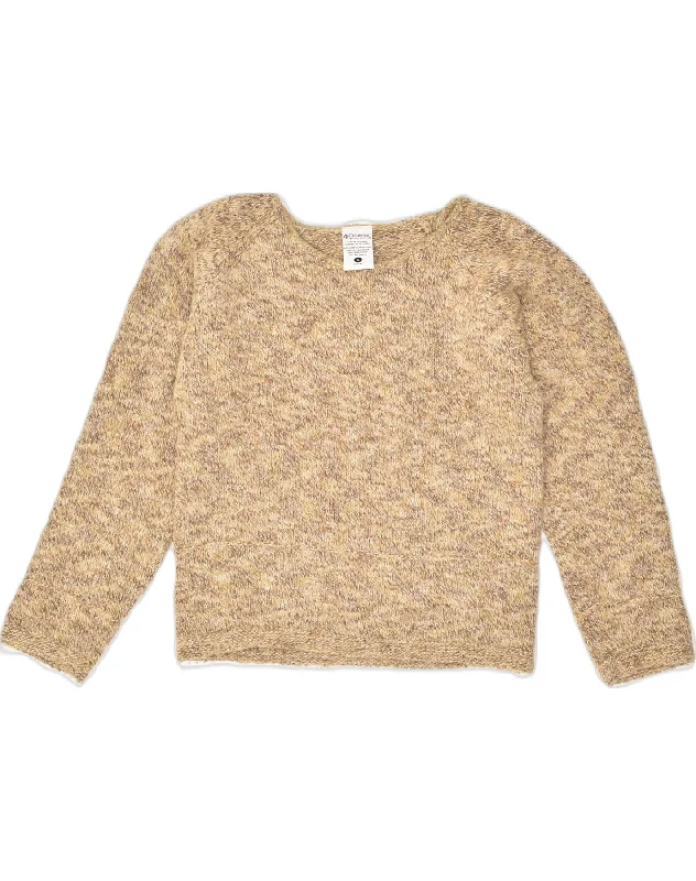 COLUMBIA Womens Boat Neck Jumper Sweater UK 10 Small Beige Flecked Cotton