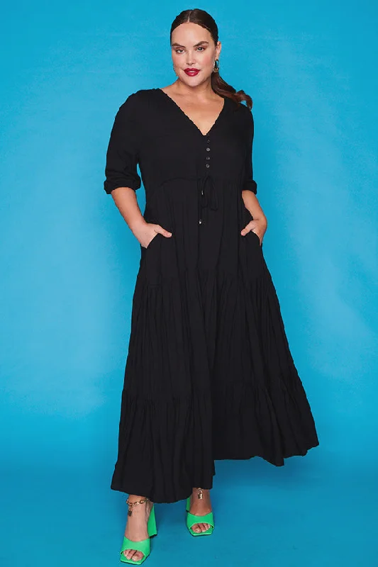 Adeline Black Maxi Dress