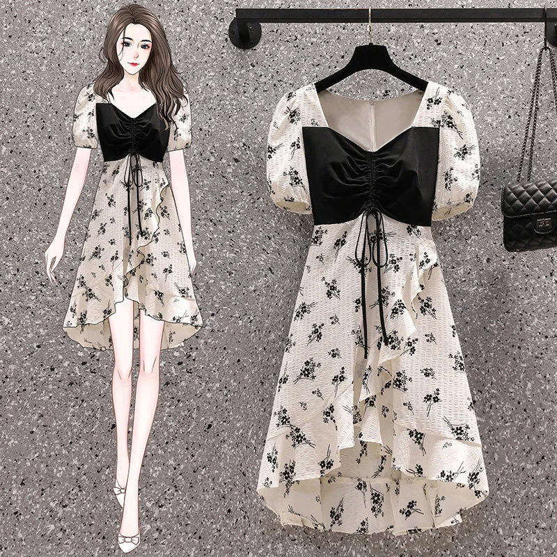 Plus size korean floral babydoll dress