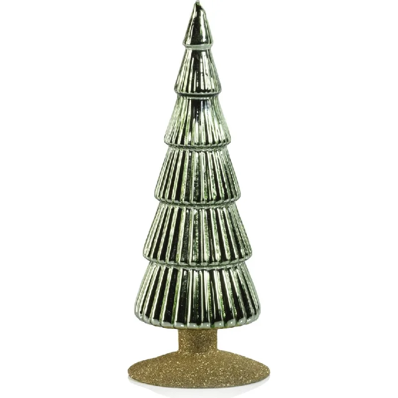 Dembe Light Green Glass Tree on Gold Glitter Base, Set of 2