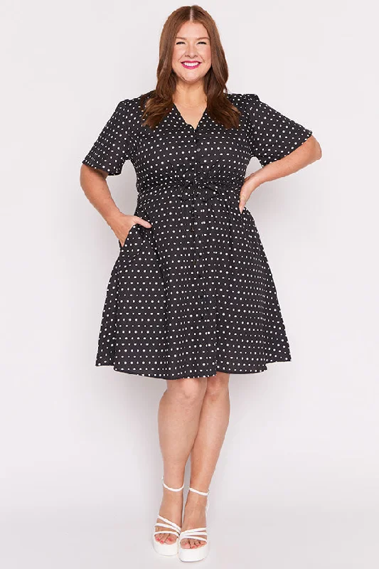 Siena Cotton Black Spot Dress