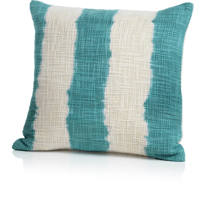 Naxos Tie Dye Blue Stripe Cotton Throw Pillow-18" x 18"