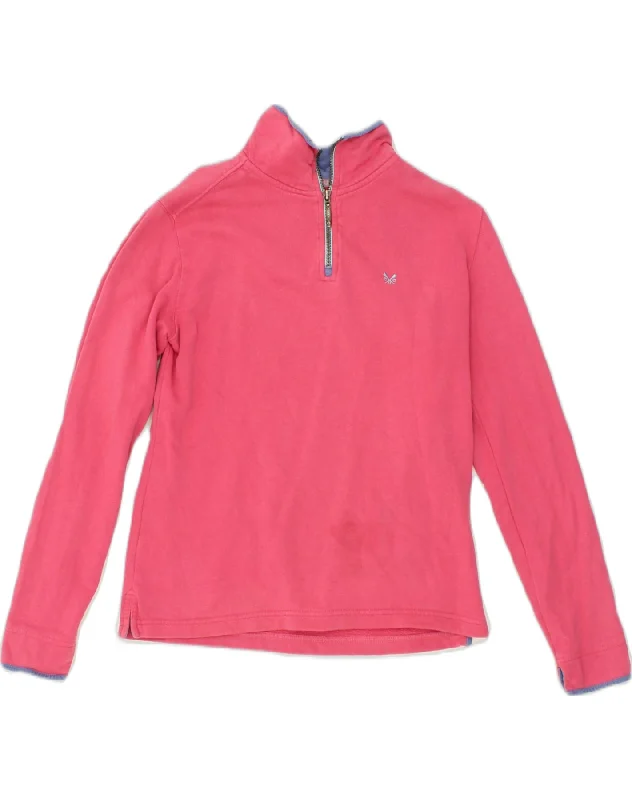 CREW CLOTHING Womens Zip Neck Sweatshirt Jumper UK 10 Small Pink Cotton