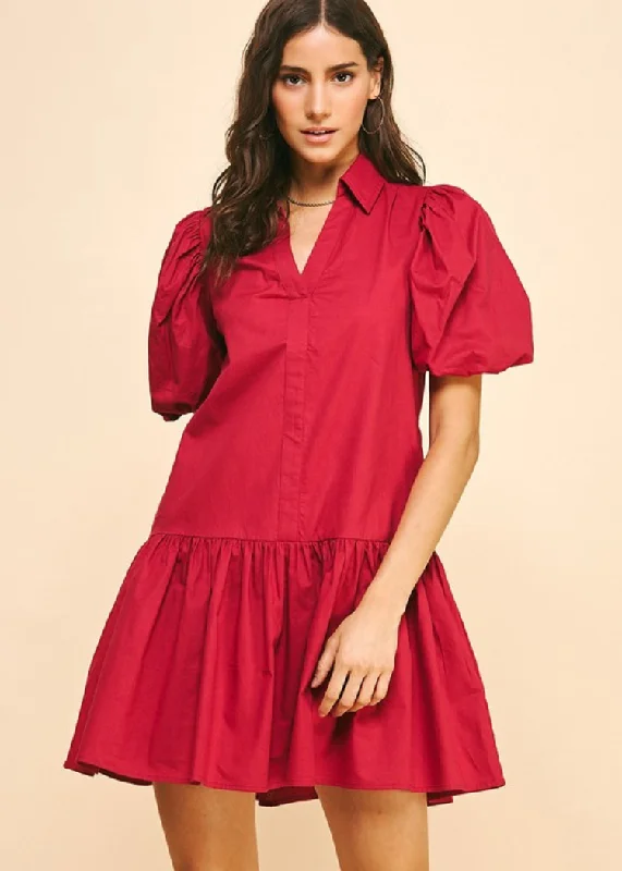 Pinch Marianna Tiered Mini Dress- Fall Red ***FINAL SALE***