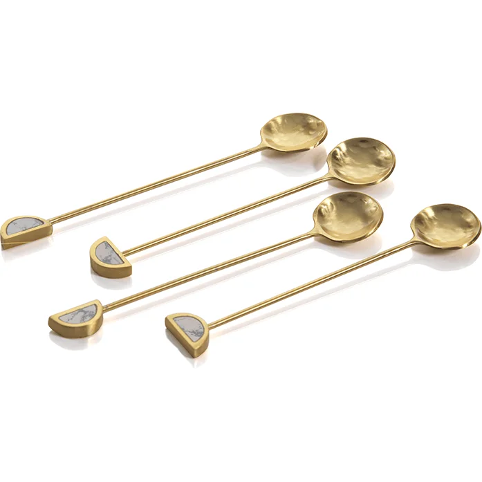 AKU SMALL TEA SPOONS, GOLD & WHITE