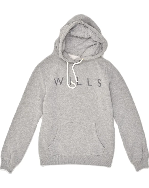 JACK WILLS Womens Graphic Hoodie Jumper UK 8 Small White Cotton