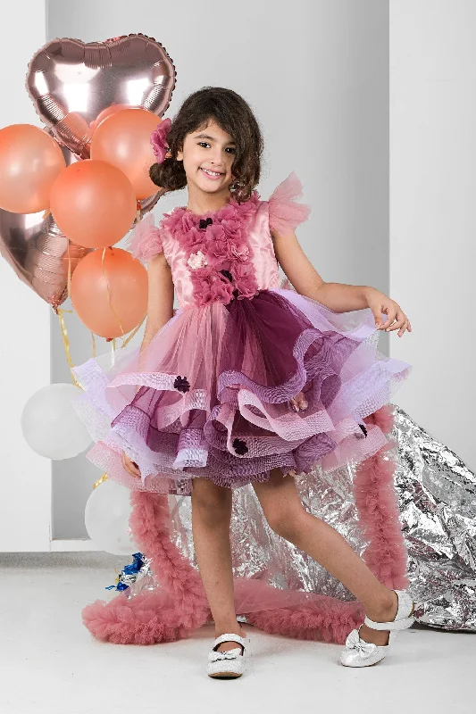 Dusty Flower Girl Dress with Tail