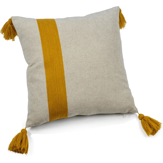 Positano Embroidered Throw Pillow with Tassels, 18" x 18"