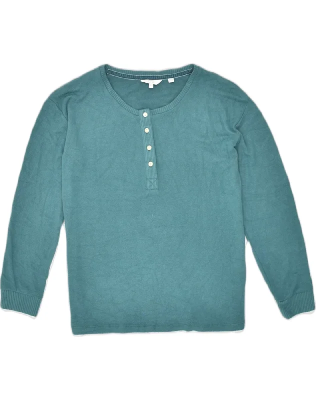 FAT FACE Womens Crew Neck Jumper Sweater UK 10 Small Turquoise Cotton