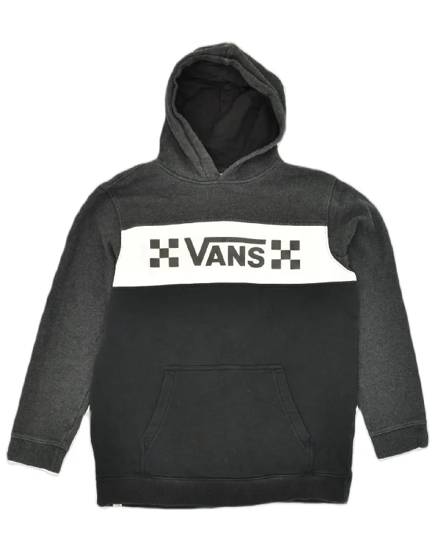 VANS Womens Graphic Hoodie Jumper UK 18 XL Black Colourblock Cotton