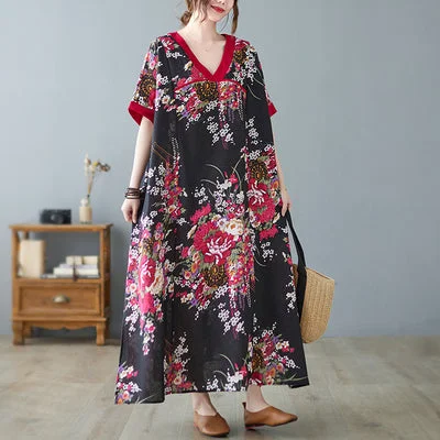 Plus Size Oriental Floral Midi Dress