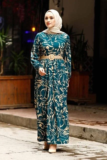 Straw Belt Hijab Dresses For Women