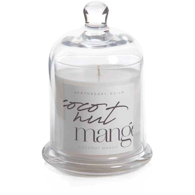 Coconut Mango Scented Candle Jar with Glass Dome