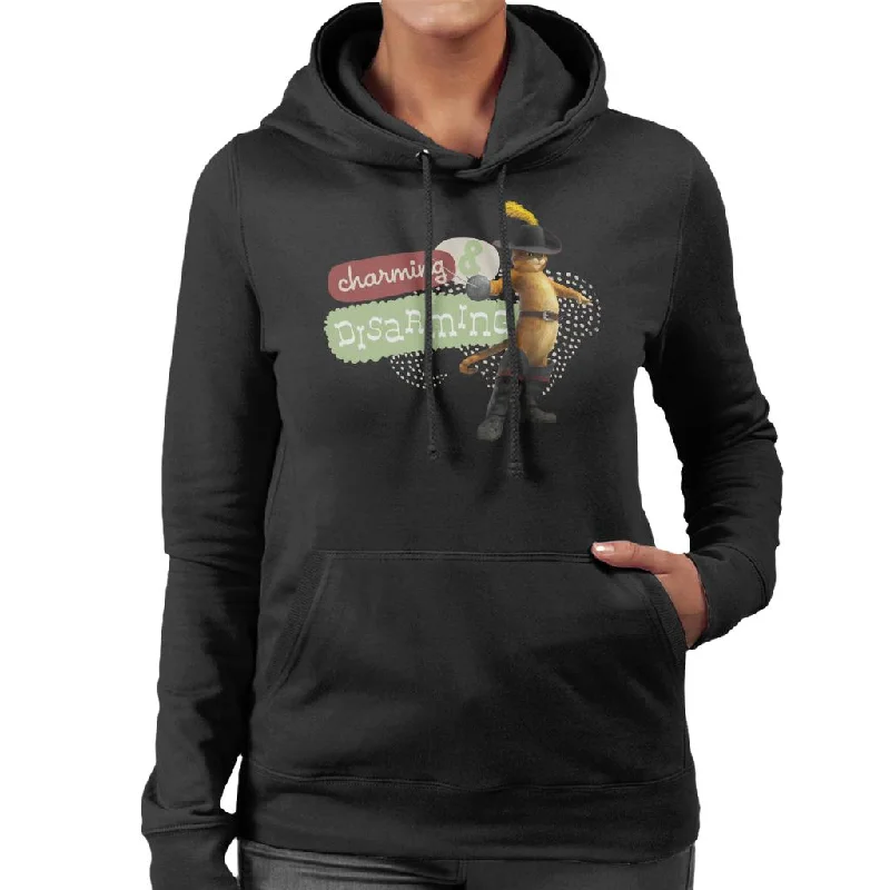 Shrek Puss In Boots Charming And Disarming Women's Hooded Sweatshirt