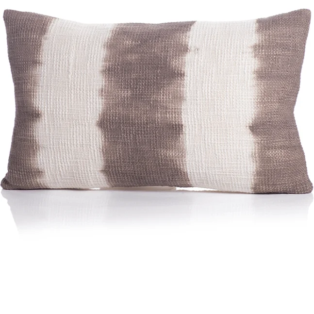 Naxos Tie Dye Gray Stripe Cotton Throw Pillow-12" x 20"